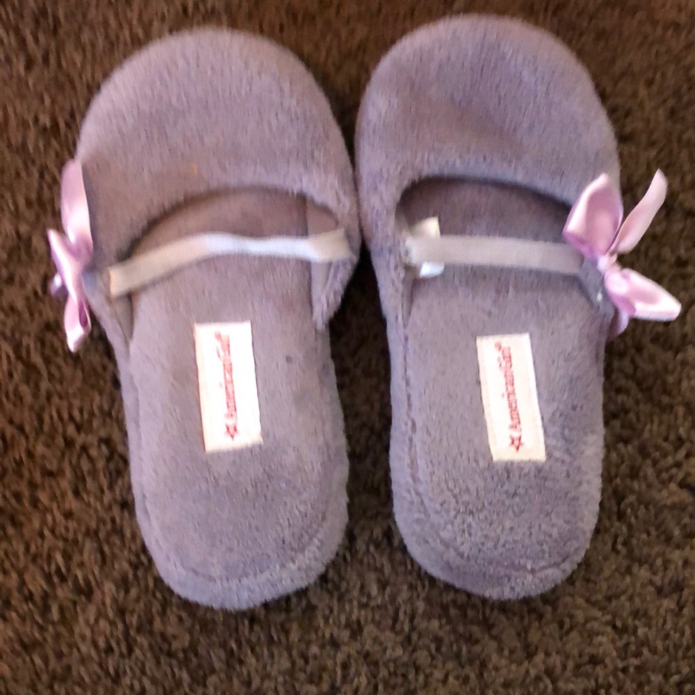 Purple American girl slippers with bows